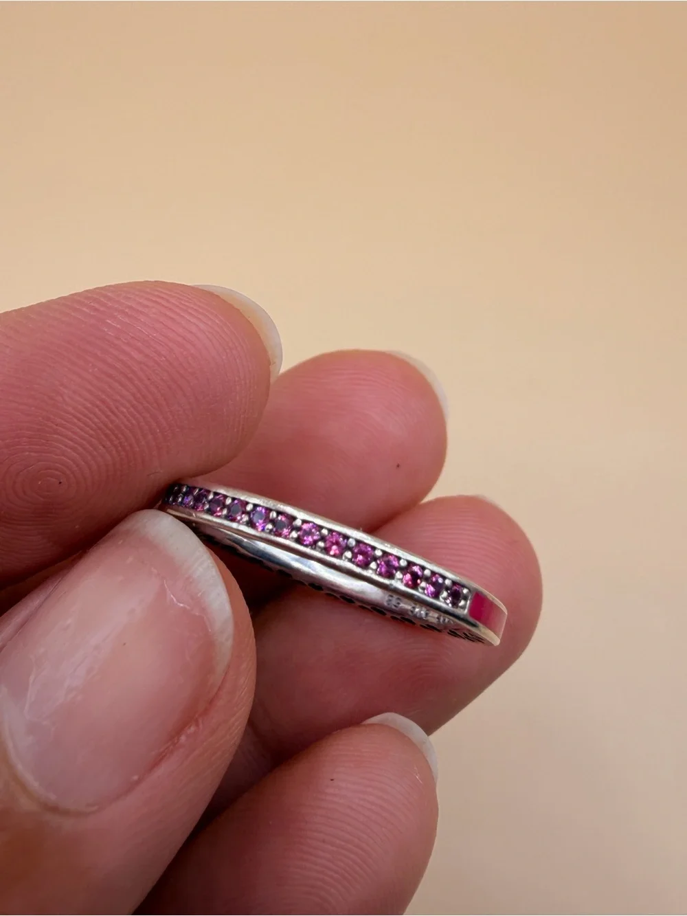 925 Sterling Silver Cz & Enamel Pandora Ring Size 8.25.